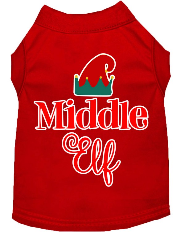 Middle Elf Screen Print Dog Shirt Red XL